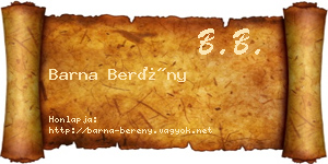 Barna Berény névjegykártya